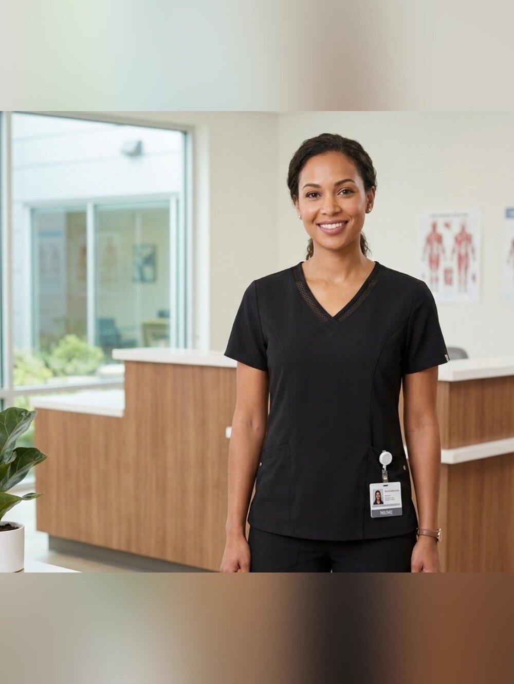 πWomen's Black Scrub Top